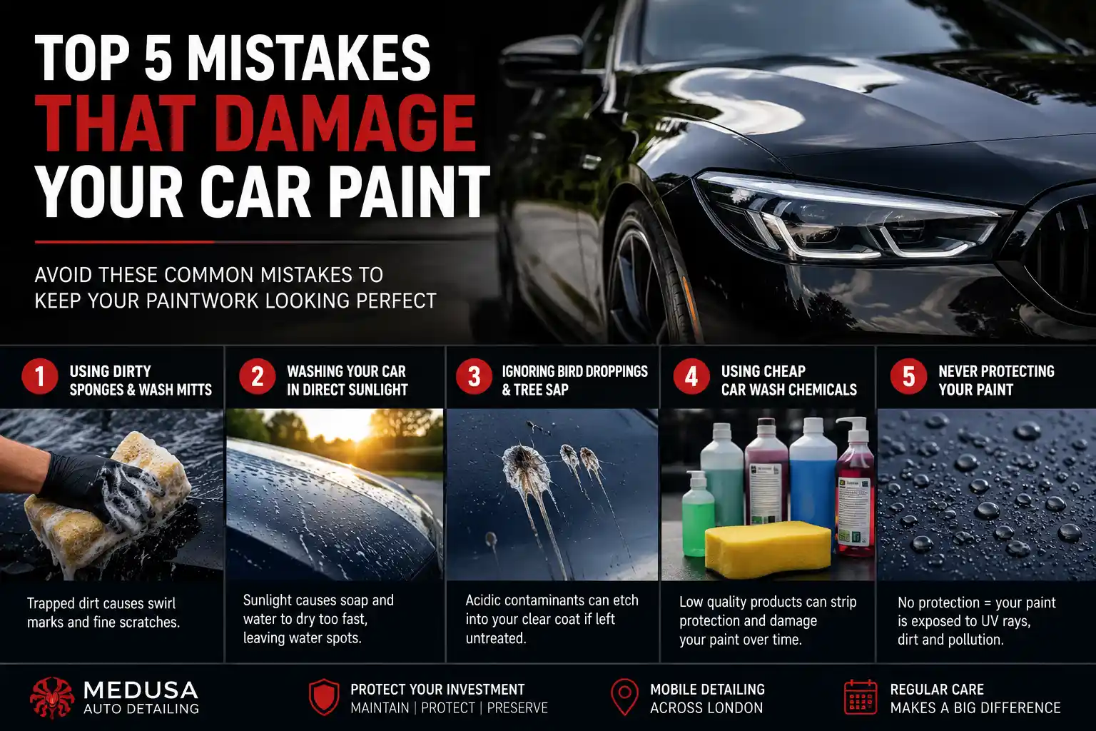 swirl marks and scratches caused by improper car washing